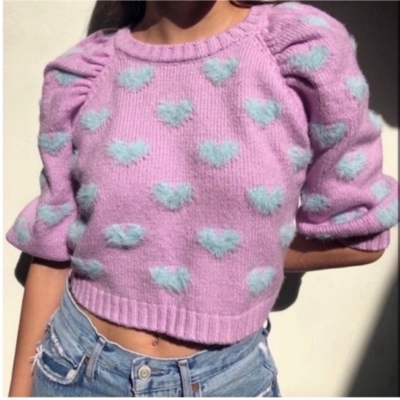 For Love & Lemons Scarlet Puff Sleeve Sweater Size XL - Picture 2 of 7